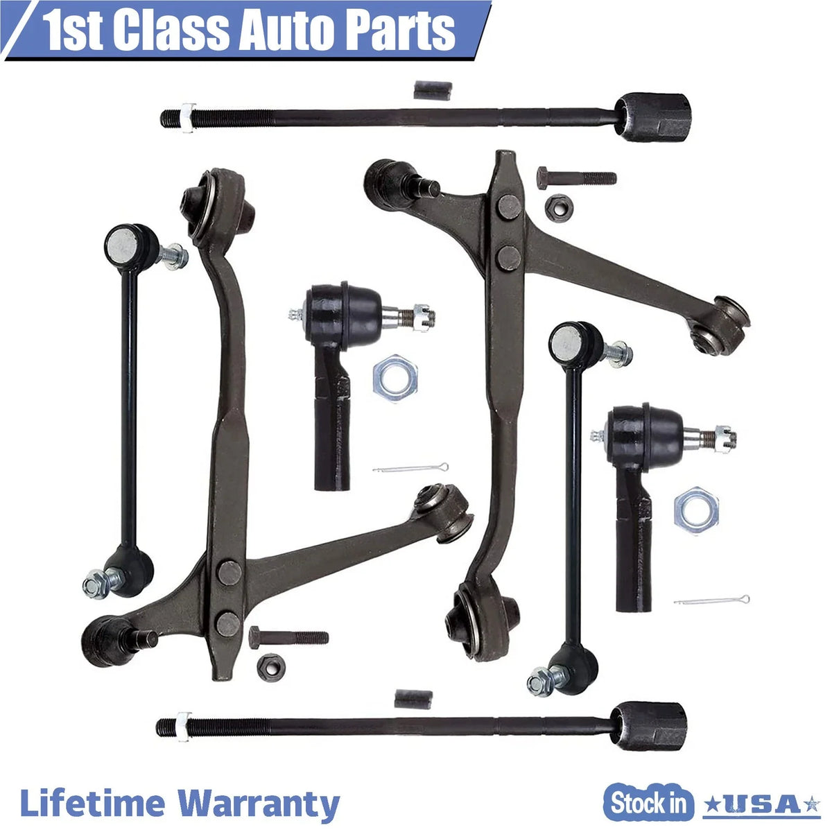 Set of 8 Control Arm Stabilizer Bar Link Tie Rod Kit for Ford Windstar (1999–2003)