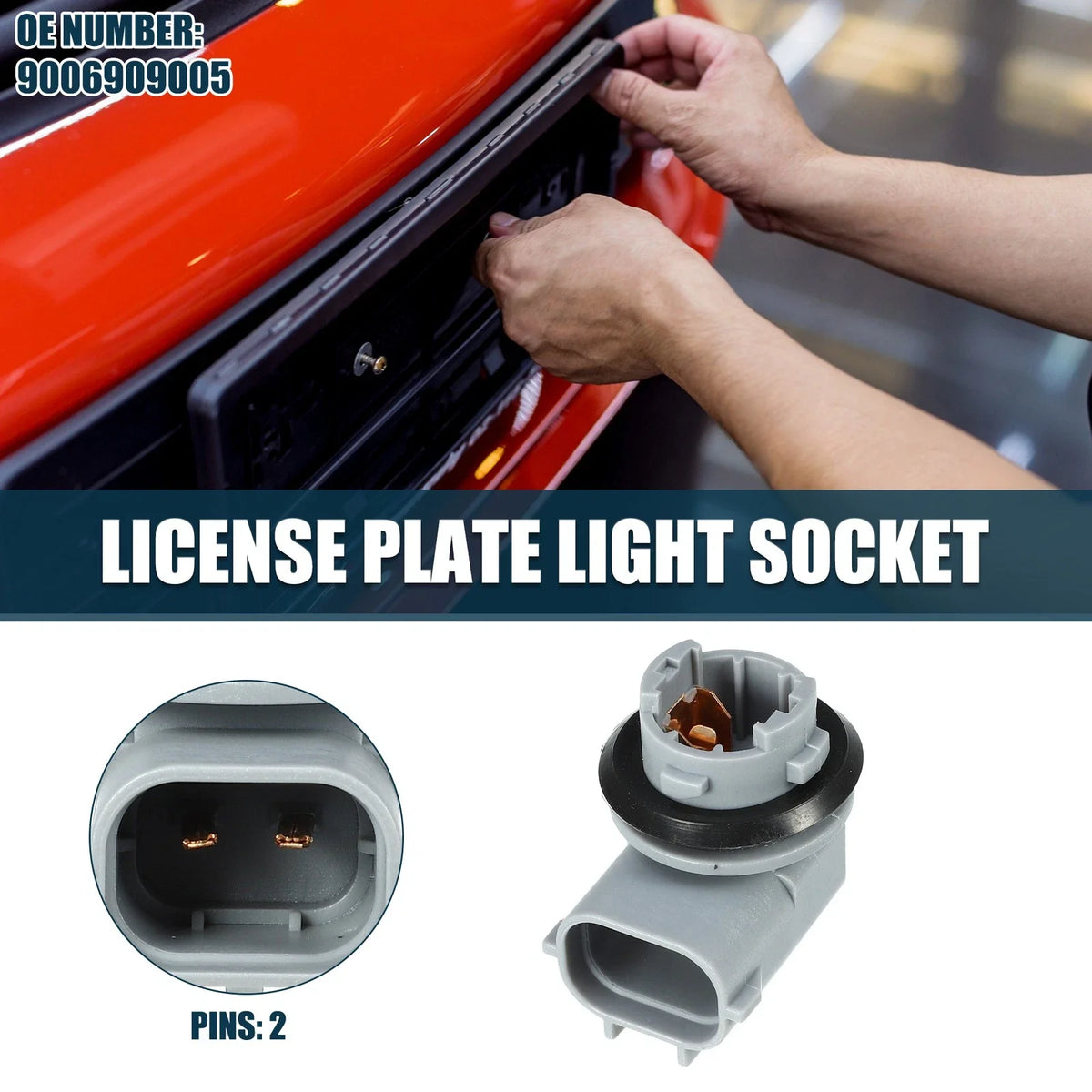 License Plate Light Socket for Toyota Tacoma (1995–2004) 2 Pins No.9006909005