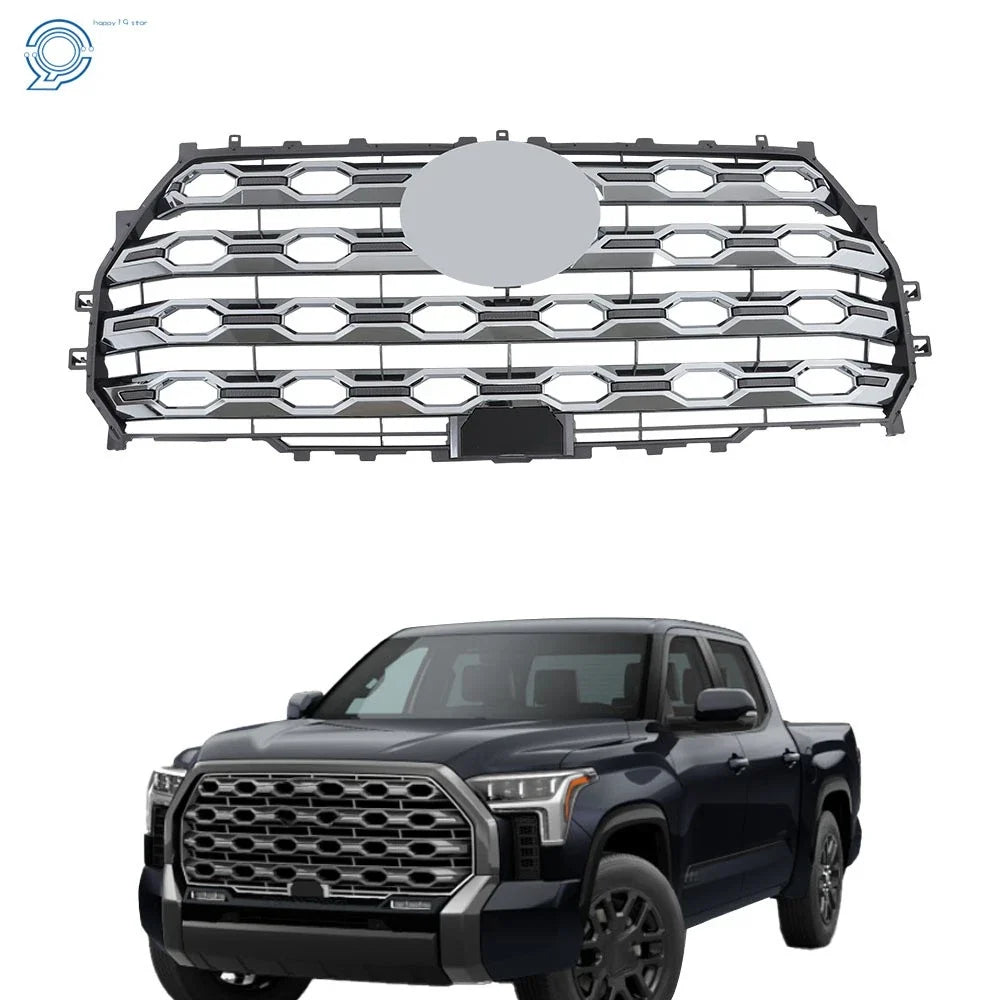 Mesh Front Upper Grille for Toyota Tundra 2022-2023 W/Camera Hole - Chrome