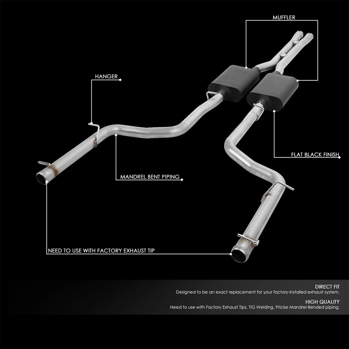 2.5" OD Oval Tip Muffler for Dodge Challenger 5.7L (2009–2014)