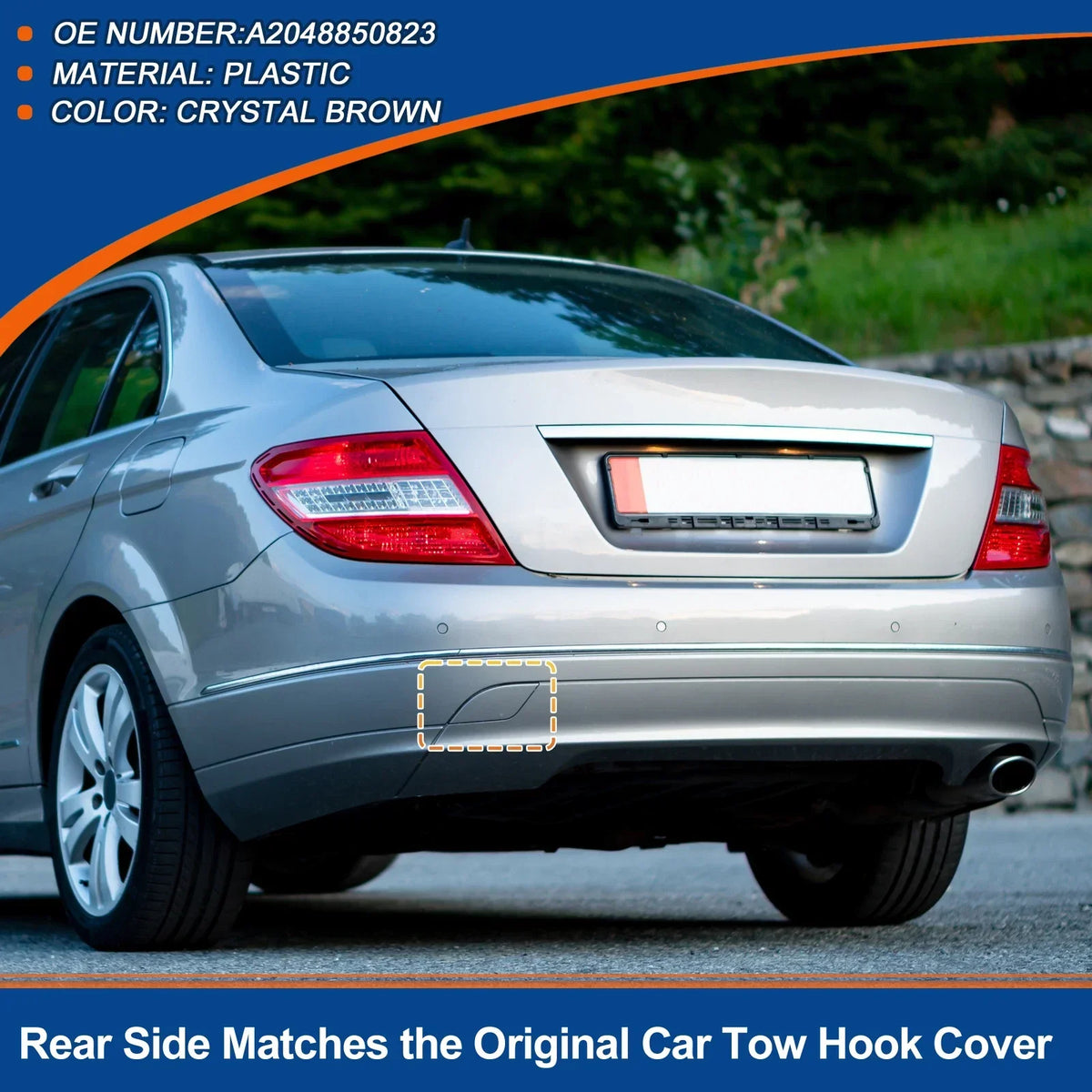 Rear Tow Hook Cover - Crystal Brown for Mercedes-Benz 2012-2015