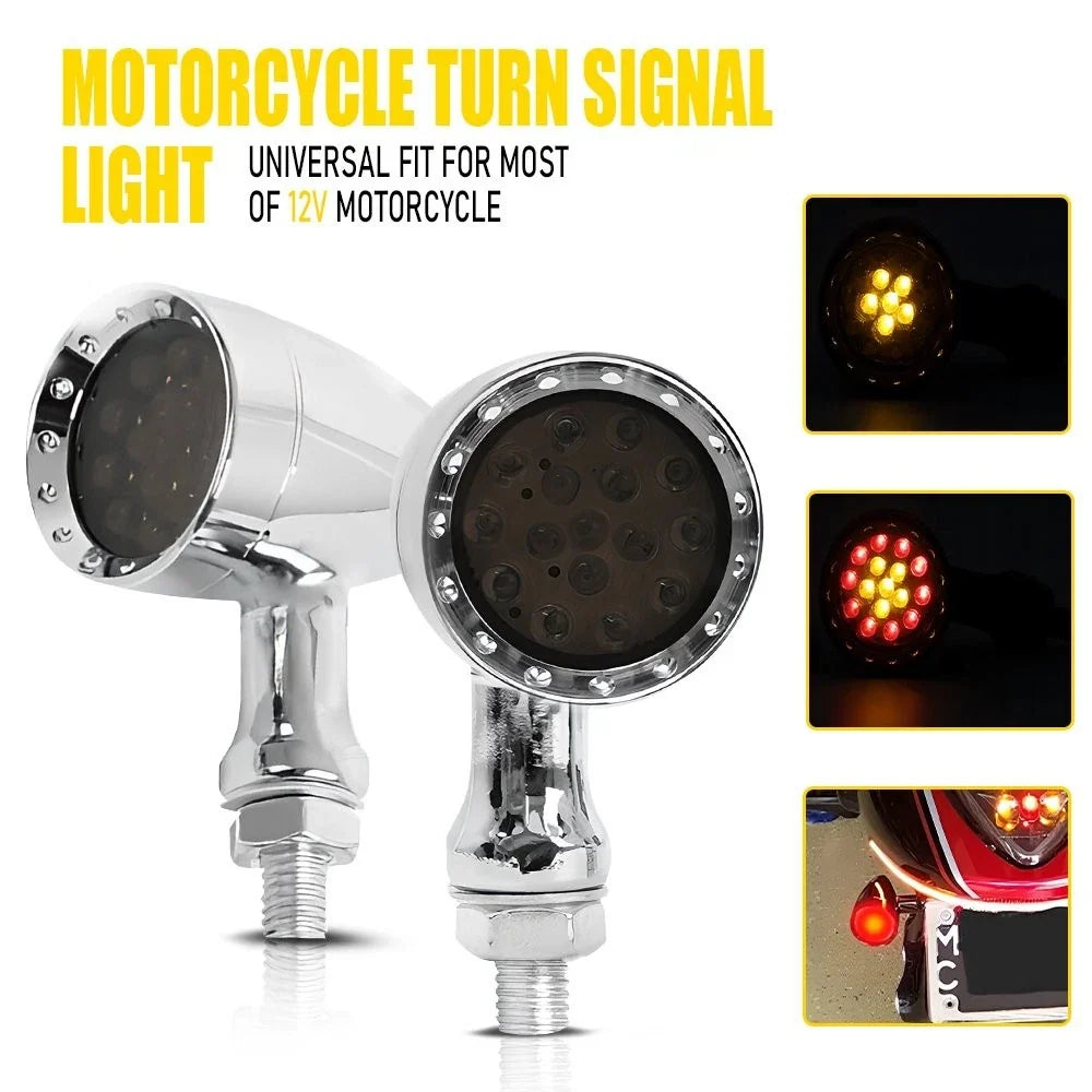 Chrome LED Red Brake Blinker Tail Light for Honda Motorcycle