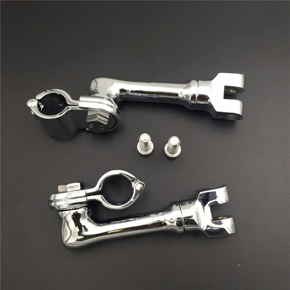 Universal Motorcycle Chrome Footpeg Mounting Kit 1.5" Adjustable