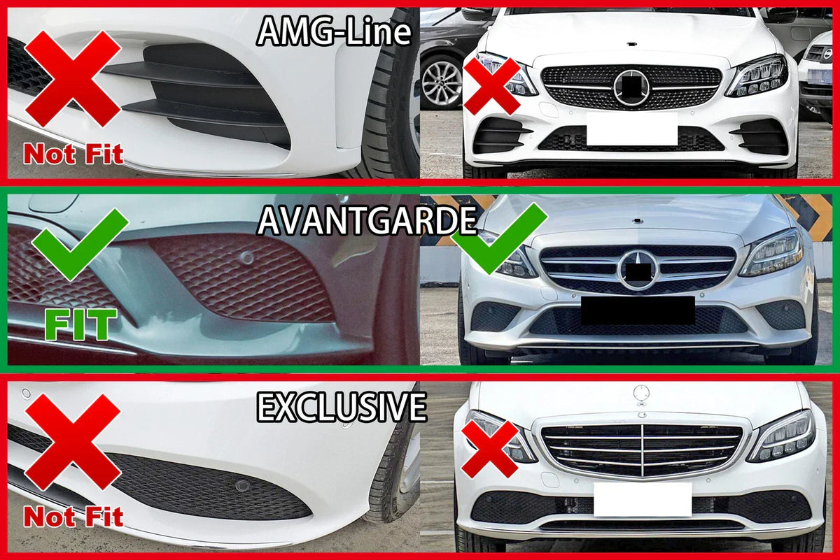 Lower Side Front Bumper Grill for C-Class W205 (2019-2021) Mercedes Benz