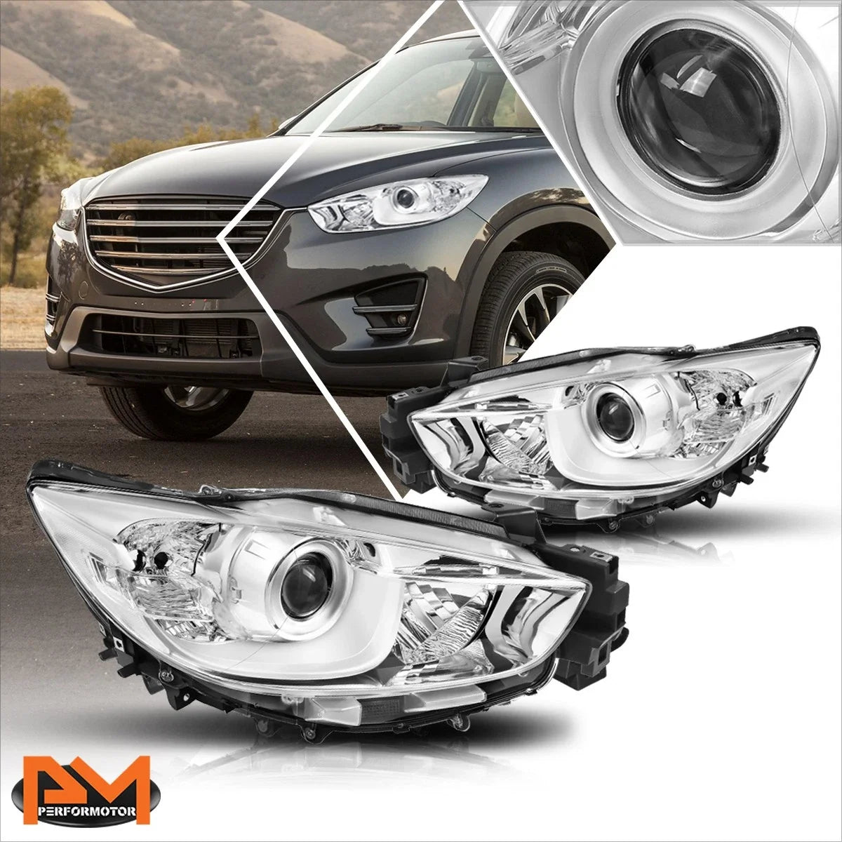 Projector Headlight with Chrome Housing for Mazda CX-5 2013-2016