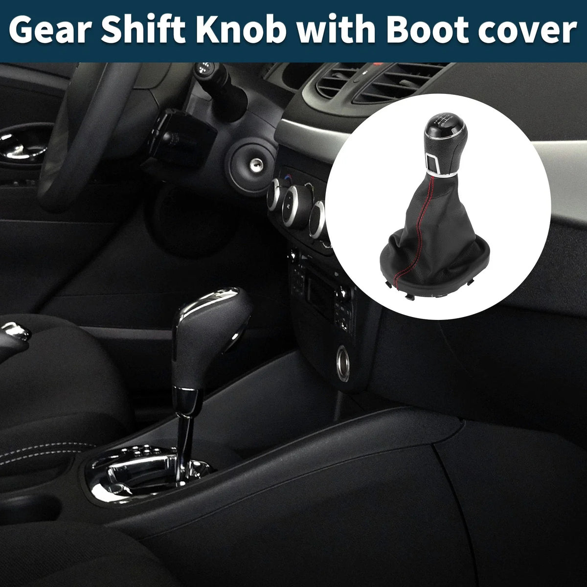 6 Speed Gear Shift Knob with Cover for Volkswagen Touran (2003–2010) Faux Leather