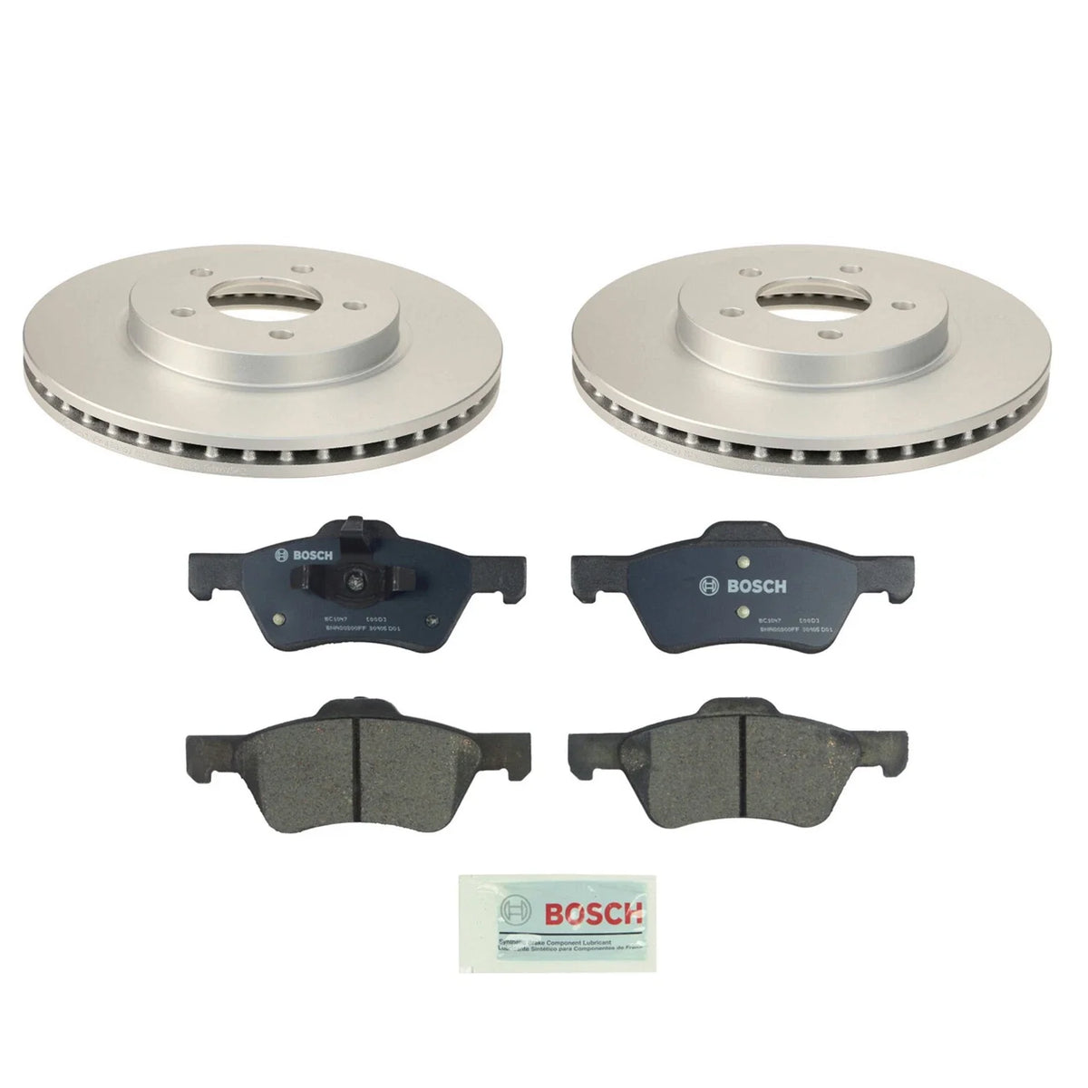 Set of 2 Bosch Front Vented Rotors & Ceramic Brake Pads for Ford Mazda