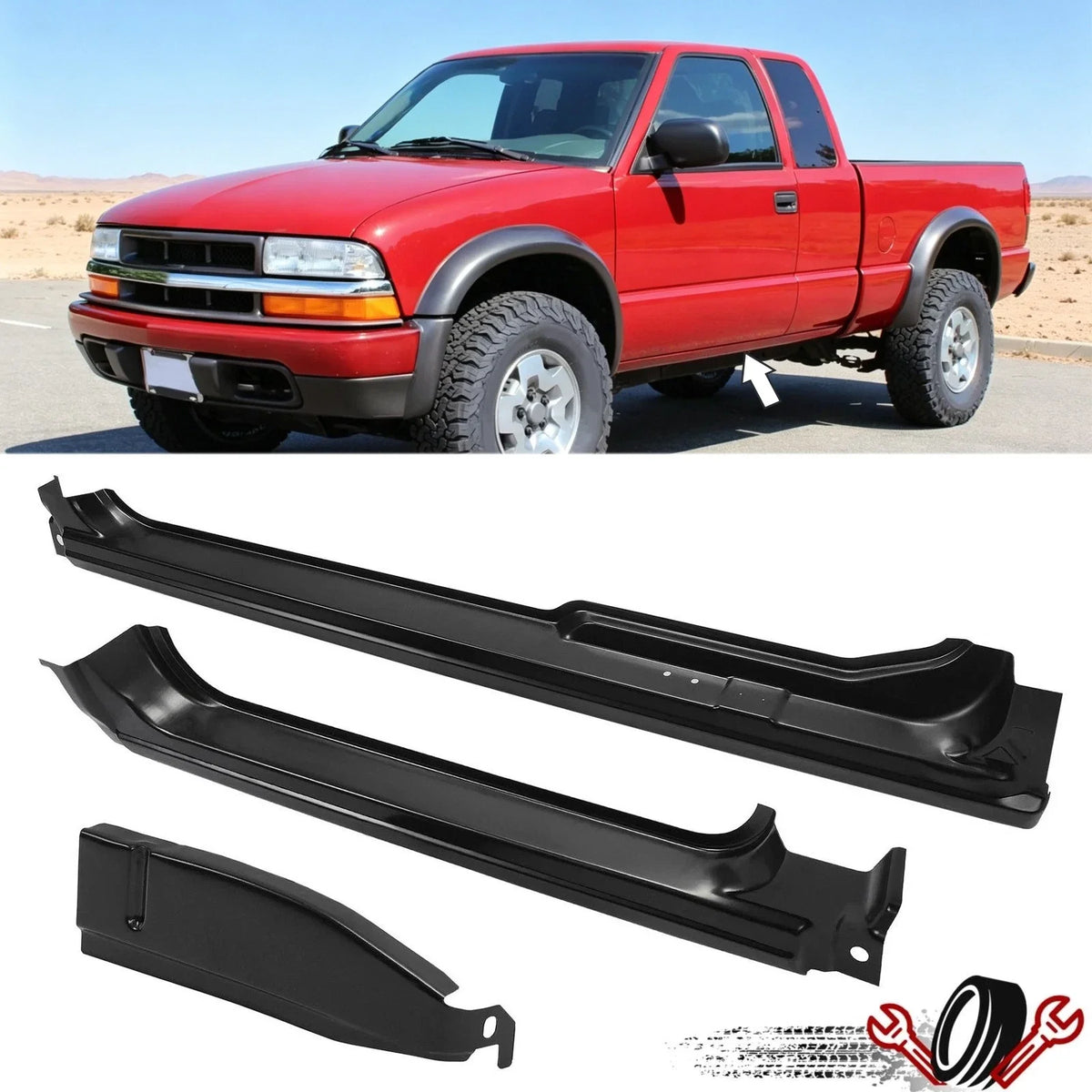 3PC Rocker Panels & Left Cab Corner for Chevy S10/Sonoma (1994β2004)
