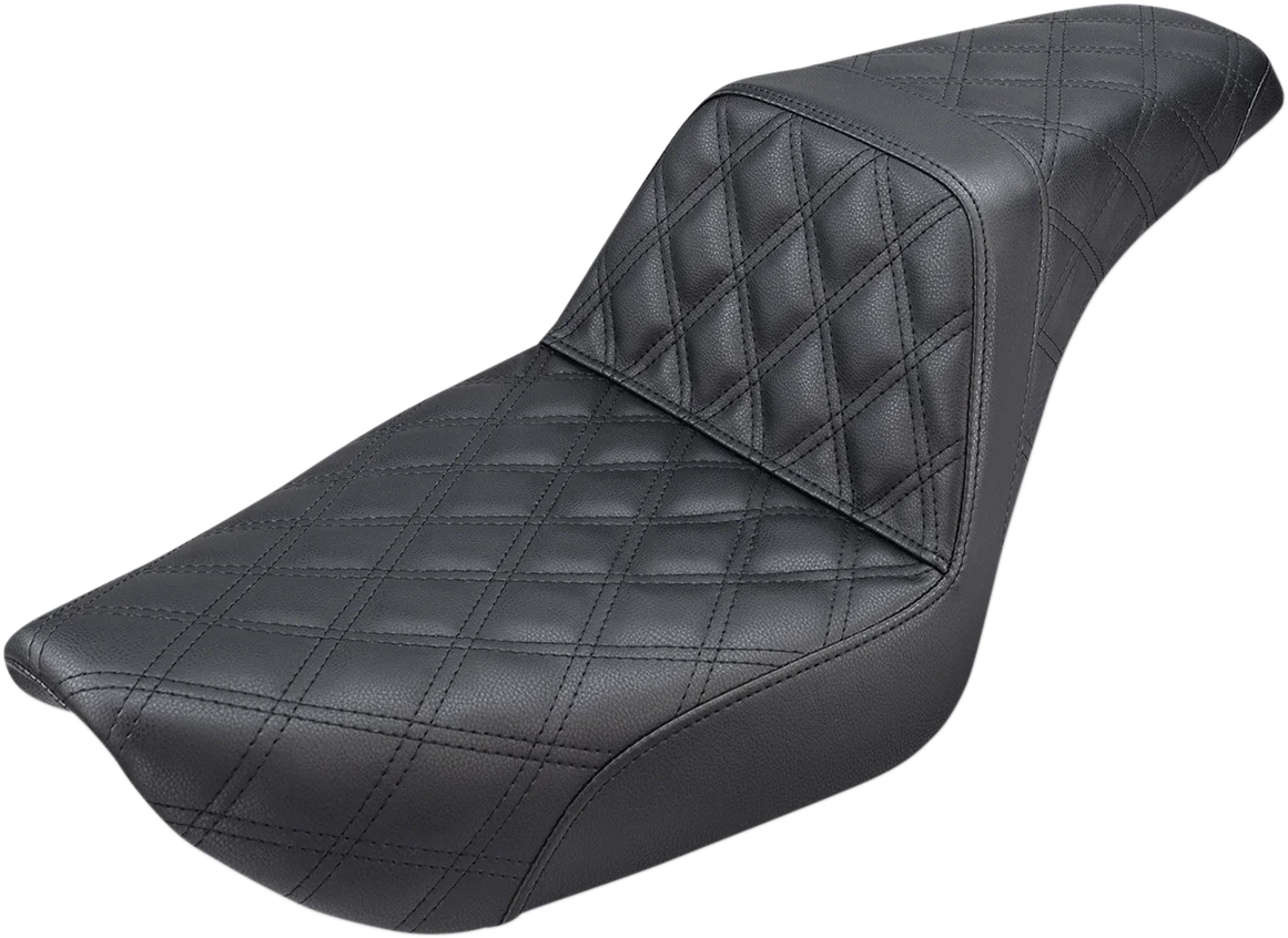 SADDLEMEN Step-Up Seat for Dyna (896-04-175) - Full Lattice Stitch - Black