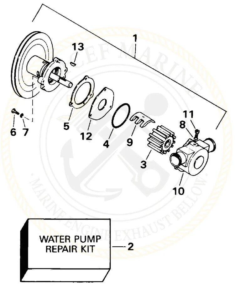 Water Pump Repair Kit for OMC Sterndrive 3.0L 4.3L 5.0/5.7/5.8 (1994) 3854287