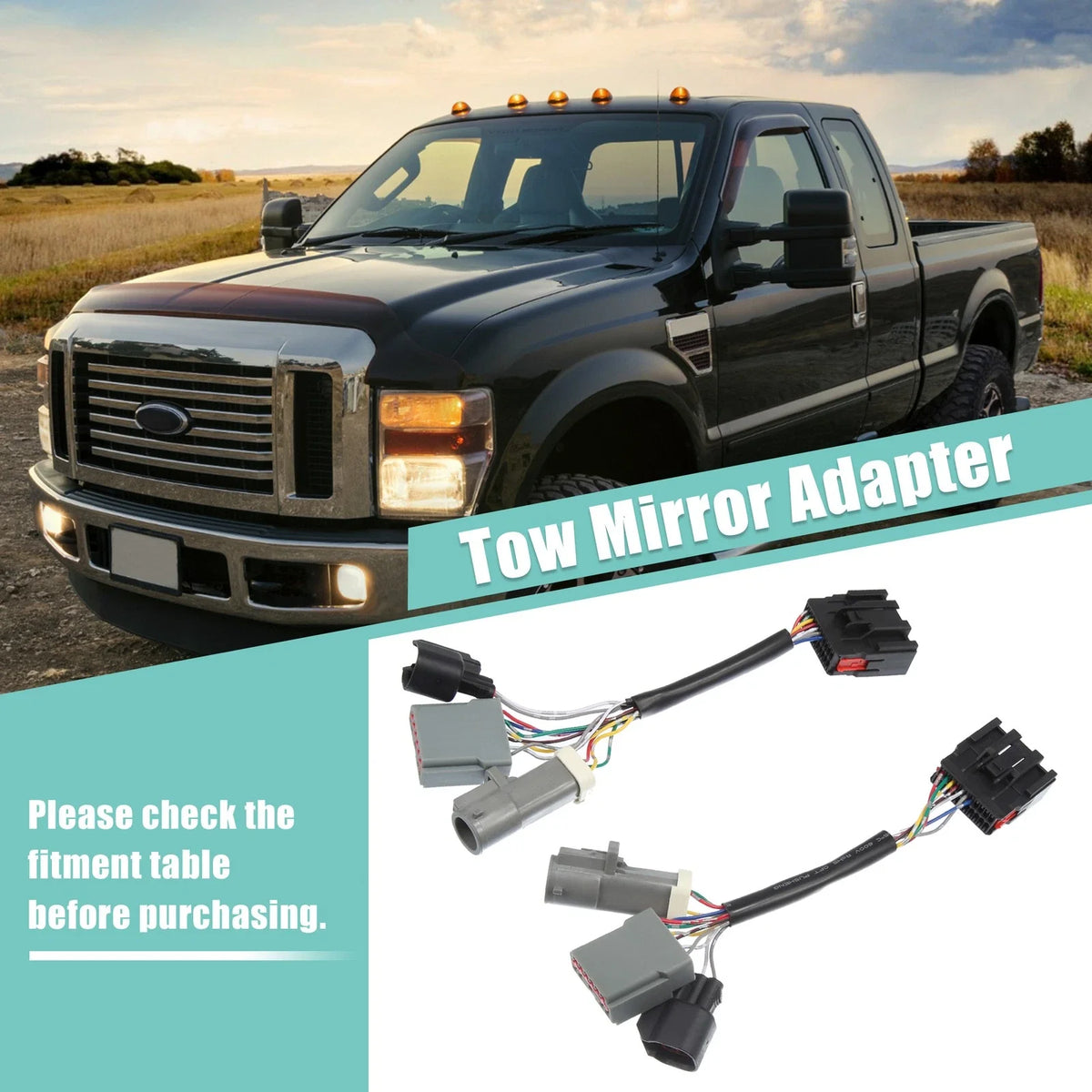 2X Tow Mirrors Adapter for Ford F250 F350 F450 F550 Super Duty (2008–2016)