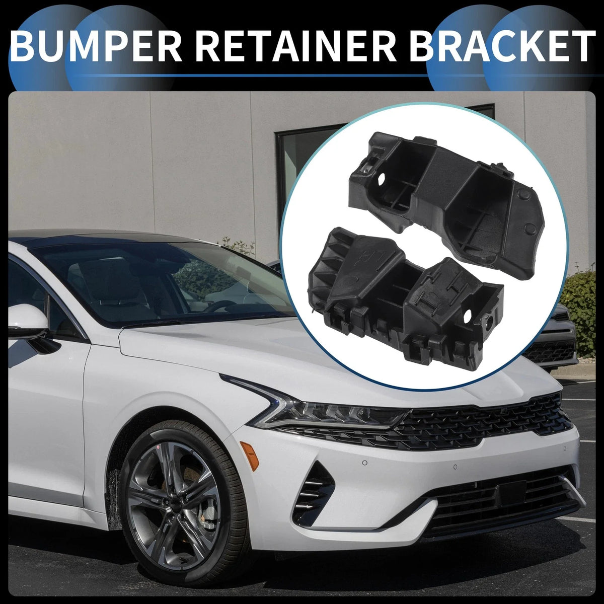 1 Pair Front Bumper Retainer Bracket for Kia K5 (2020β2022) Black ABS