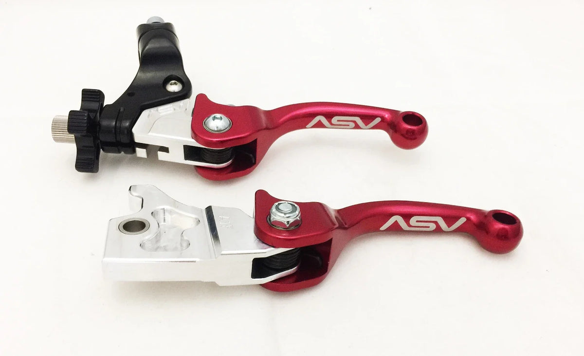 Pair of ASV F3 Shorty Red Front Brake Clutch Levers for Wolverine 350 450 (2006–2023)