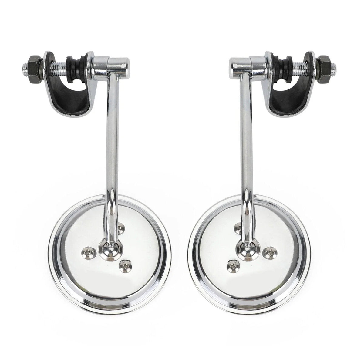 Universal 4" Chrome Round Mirror with Short Stem for Chopper/Scooter