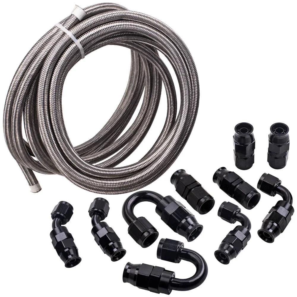 Stainless Steel Braided 6AN PTFE Oil Fuel Line Hose Kit - 20FT
