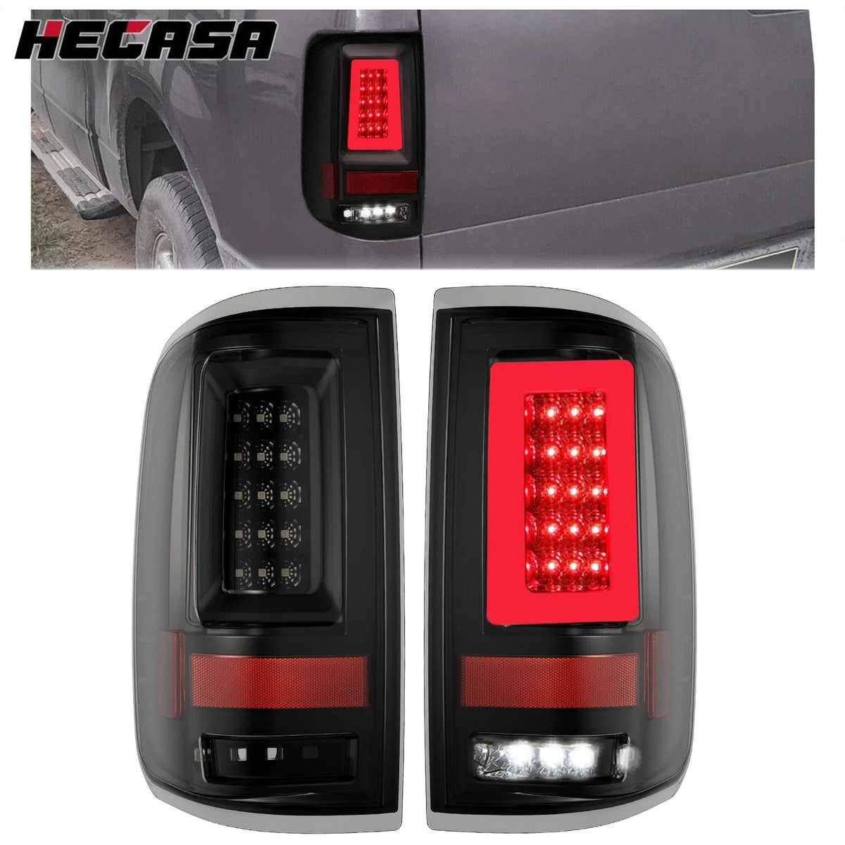 Black Smoked LED Tail Lights Set of 2 for Ford F150 Lobo 2004-2008