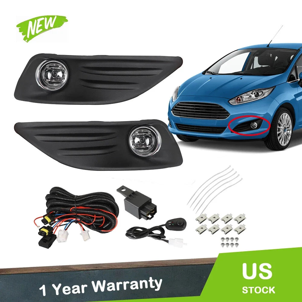 Fog Lights for Ford Fiesta (2014–2018) Clear Lens Assembly Pair