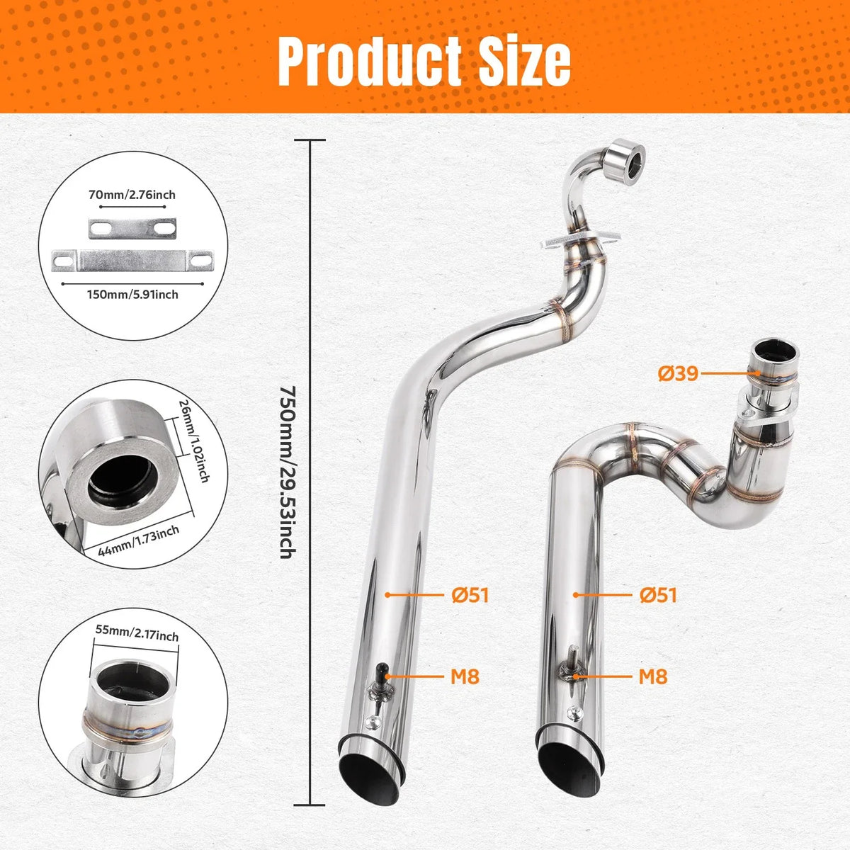 Staggered Chrome Shortshots Exhaust Pipes for Yamaha V Star 650 (1999-2008)