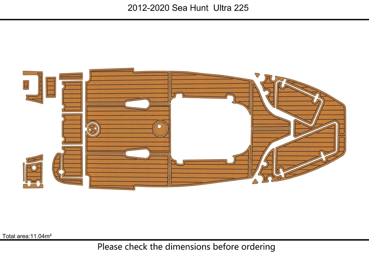 Set of 2 EVA Foam Teak Deck Pads for Sea Hunt 225 ULTRA (2020–2021)