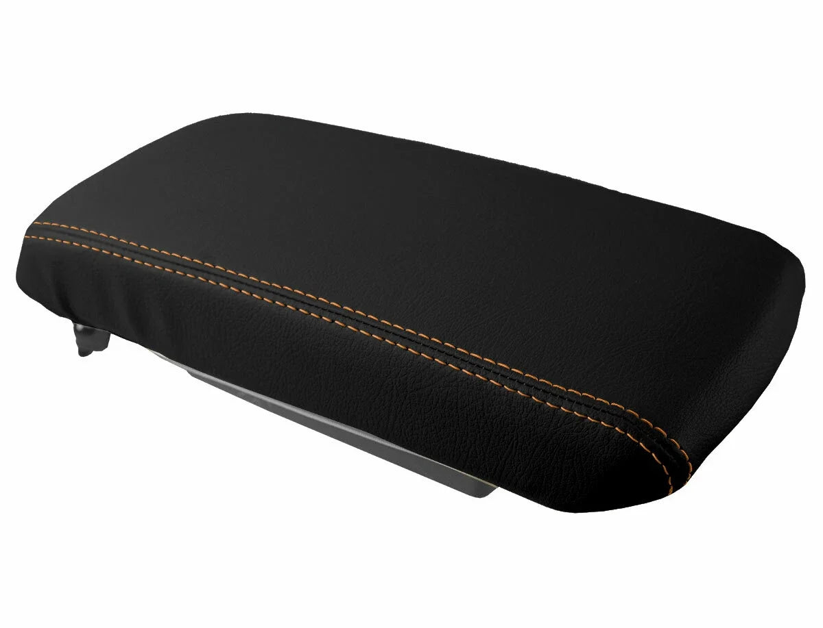 Leather Console Lid Armrest Cover for Dodge Avenger (2008–2014) Orange Stitch