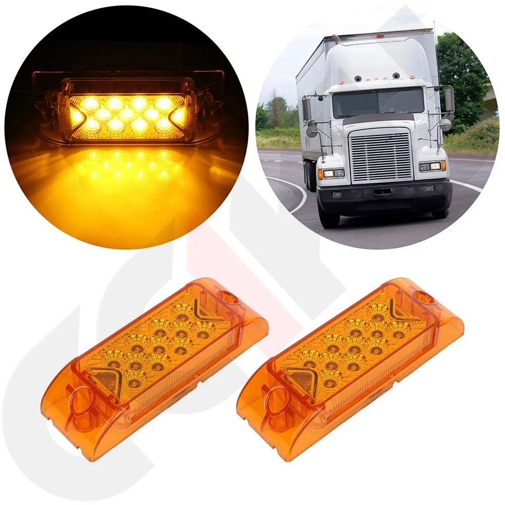 6.1" Amber Side Marker Tail Light Set 2X 12V 13 LED Universal