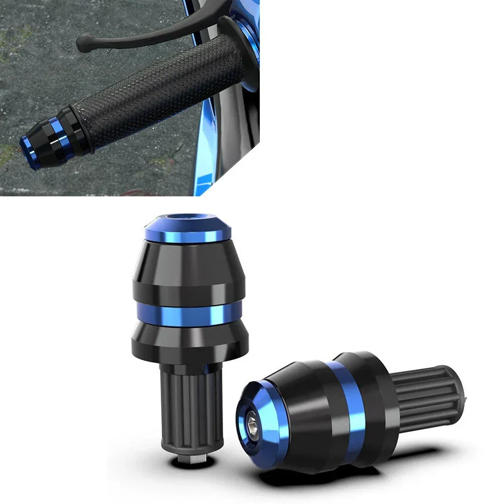 Motorcycle Handlebar Grips 22mm 7/8" with Blue Bar End Caps CNC