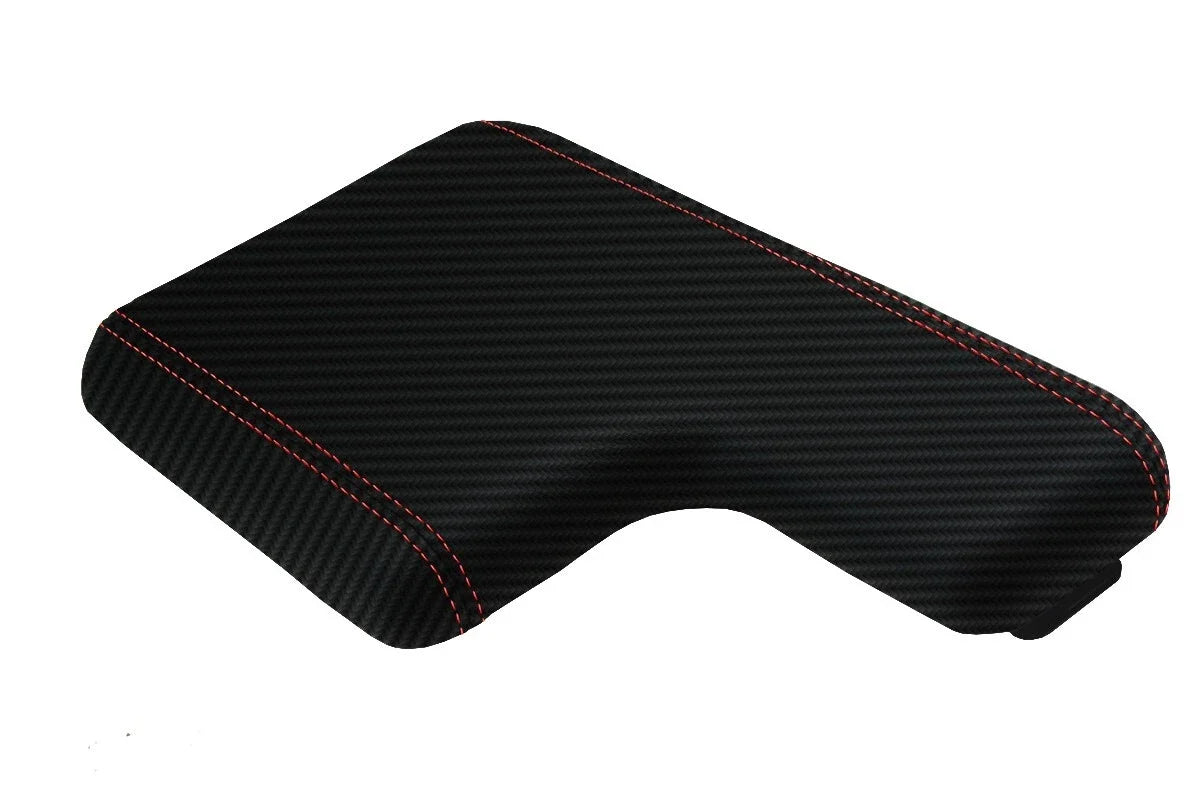 Console Lid with Cupholder Cover for Ford Ranger (2000–2006) Carbon Fiber Red Stitch