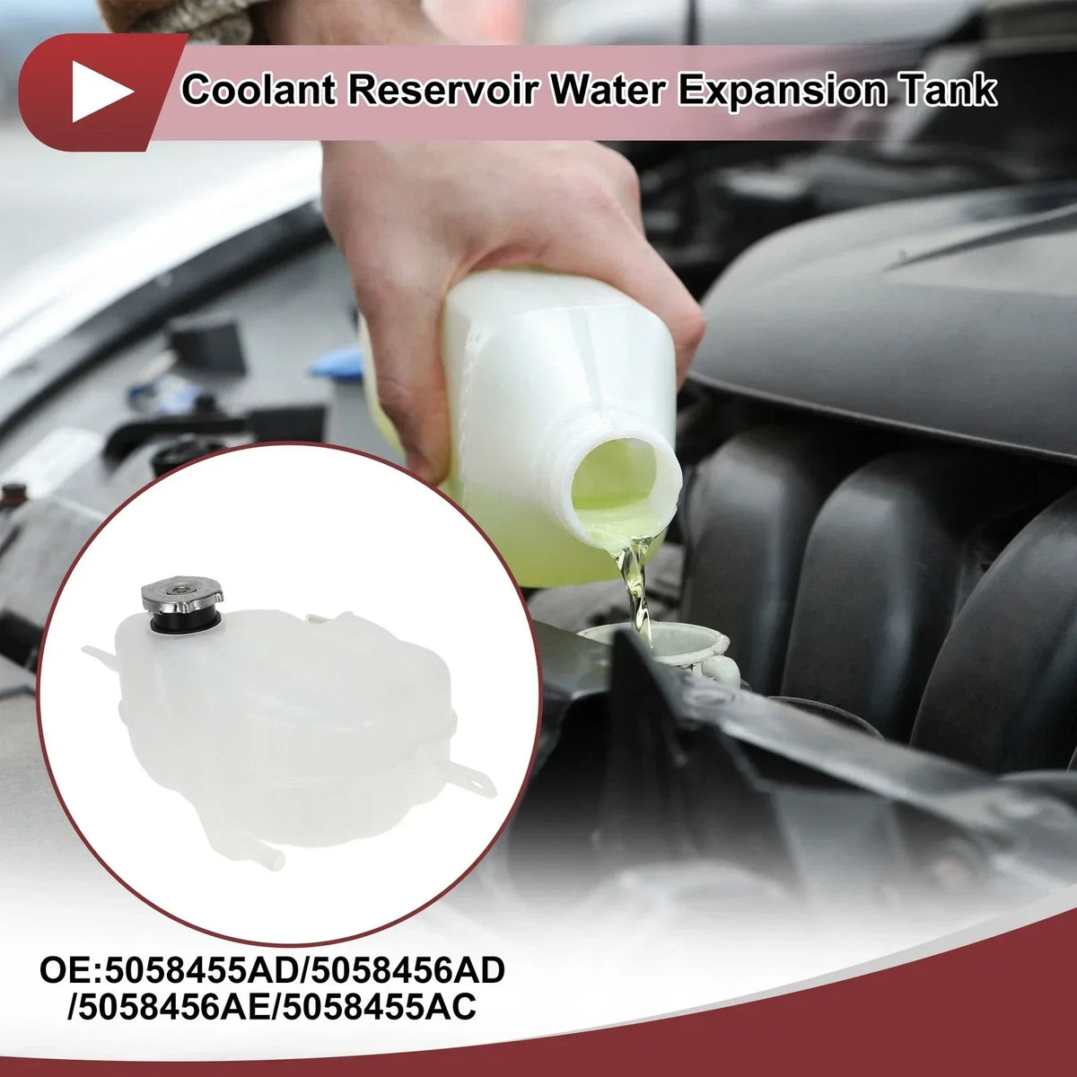 Coolant Expansion Tank with Cap for 2011-2020 Dodge Journey