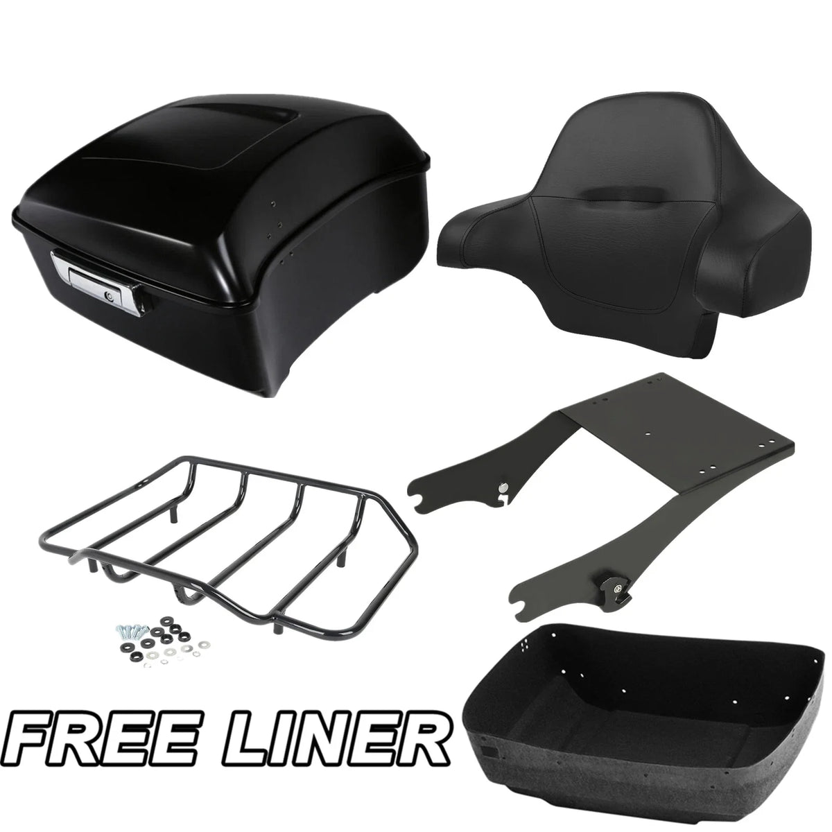 Matte Black Mount Rack Trunk Pad for Harley Road Glide Touring 1997-2008