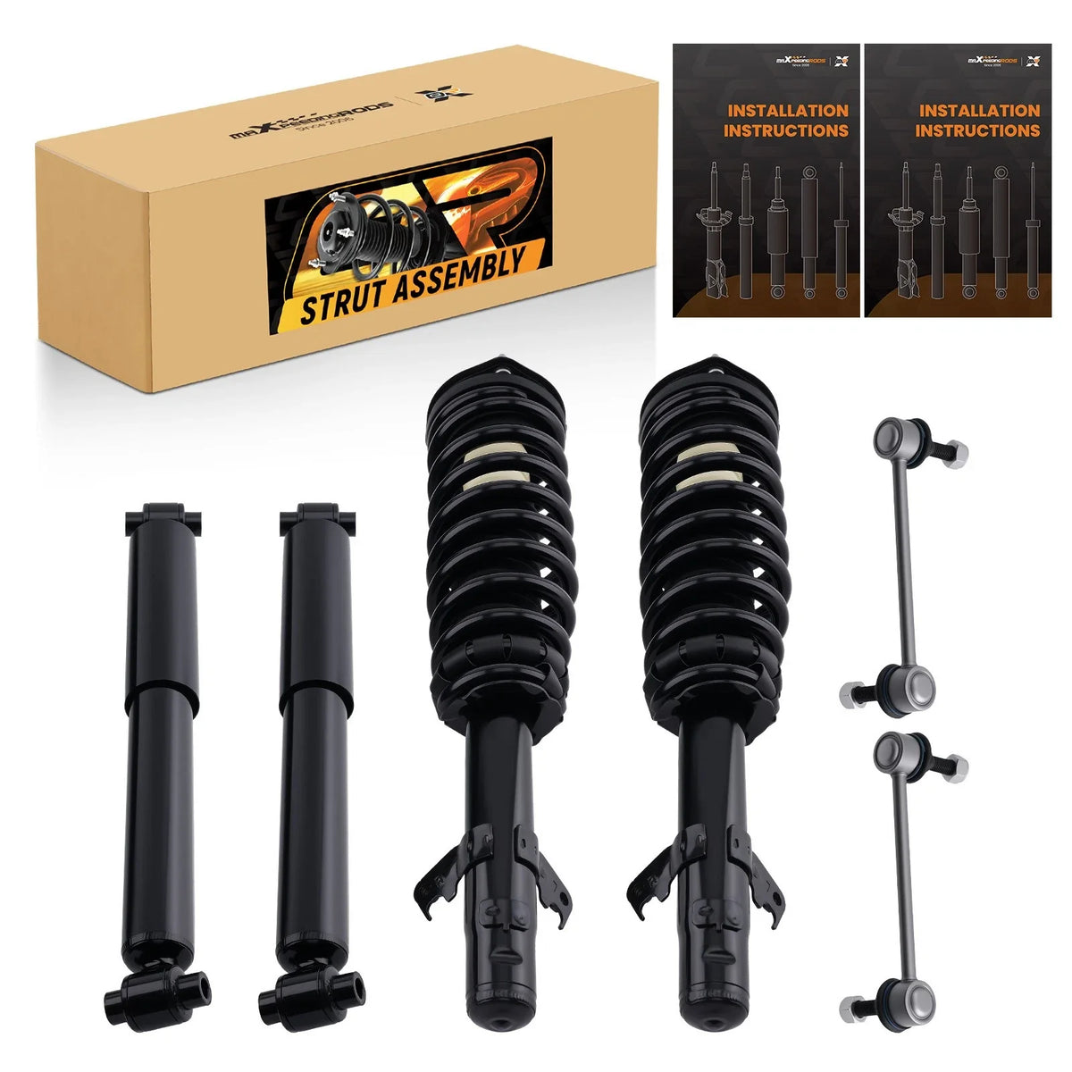 2 Rear Struts and Sway Bar End Links for Ford Fusion (2006-2009)