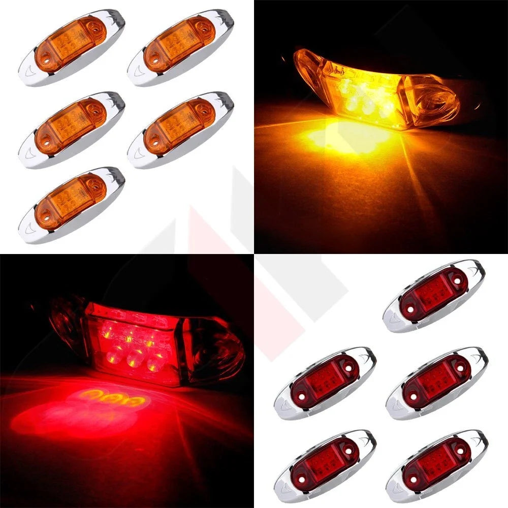 LED Side Marker Lamp for Trailer (6 Diode, Chrome, Amber)