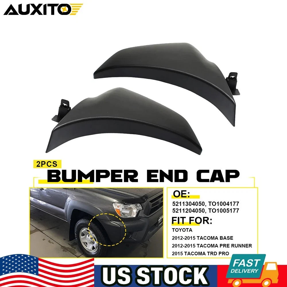 Black H Front Bumper End Caps for Toyota Tacoma (2012-2015) - Pair