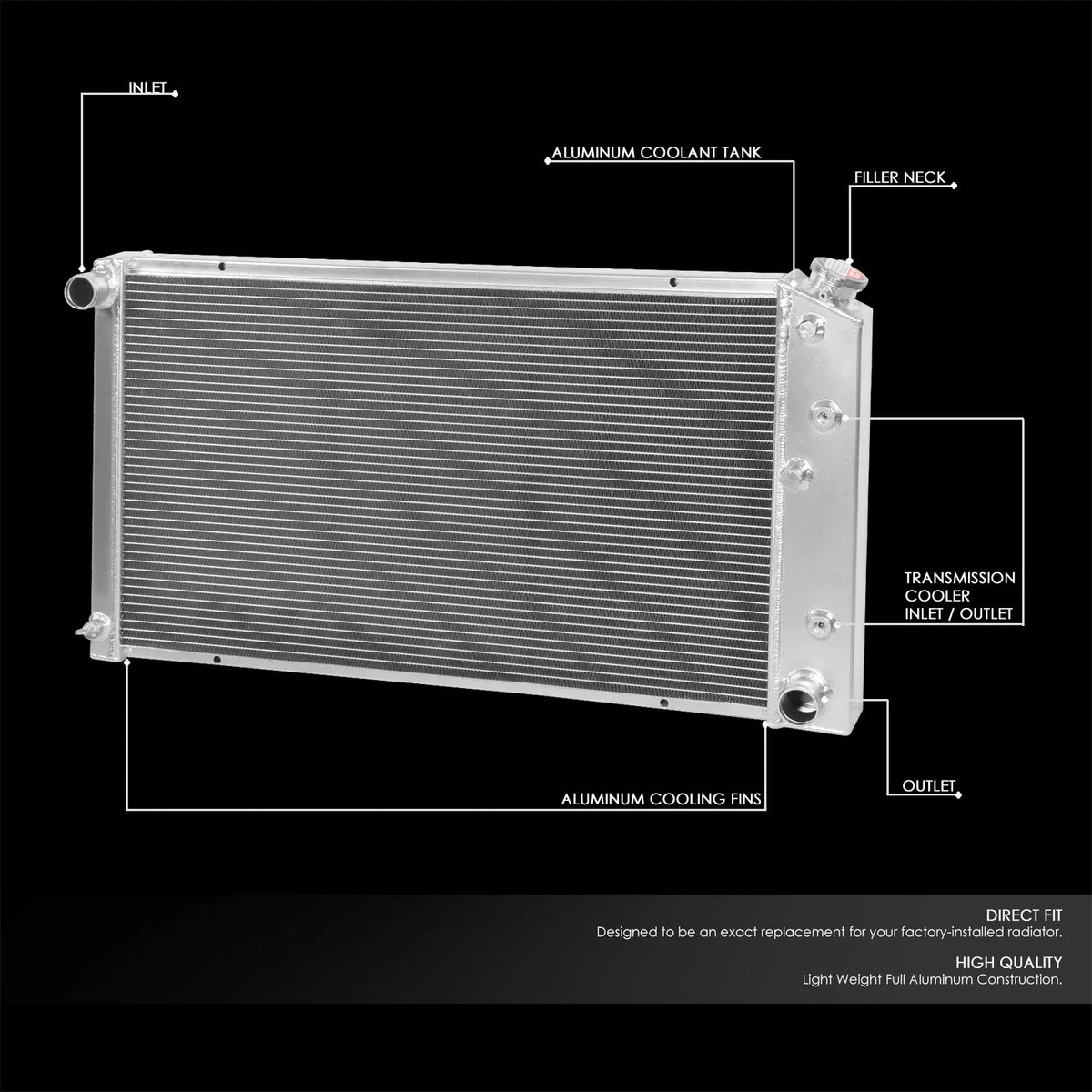 3-Row Aluminum Racing Cooling Radiator for Chevy Chevelle/Caprice (1968–1976)