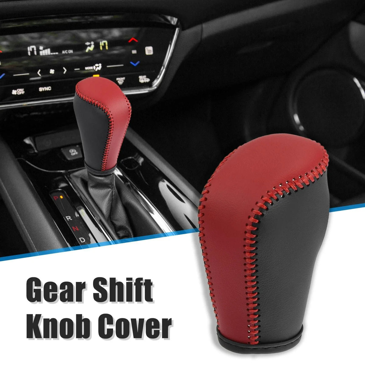 Shift Knob Cover for Mazda 3 (2014–2018) - Black Red with Red Stitches