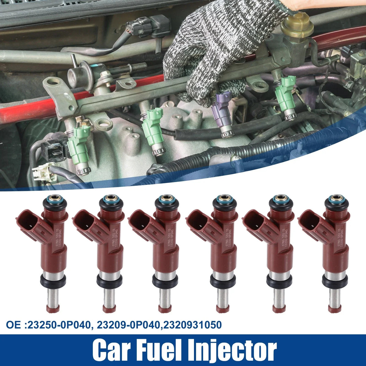 Set of 6 Fuel Injector Nozzles for Toyota Avalon (2005–2012) 23250-0P040