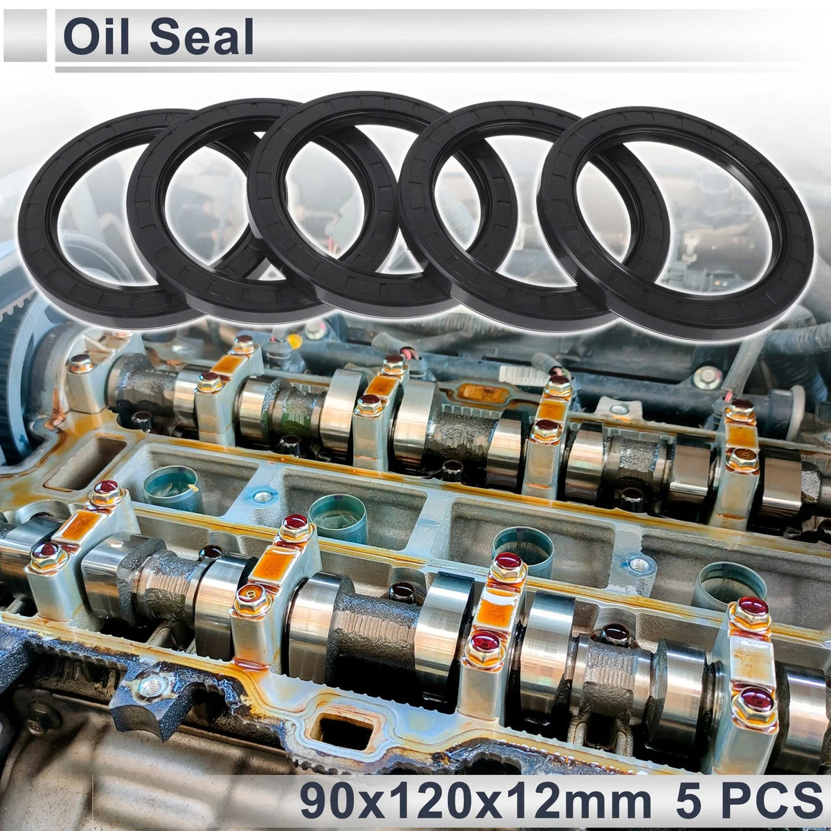 Set of 5 Oil Seal Rotary Shaft Seal NBR Rubber 90x120x12mm