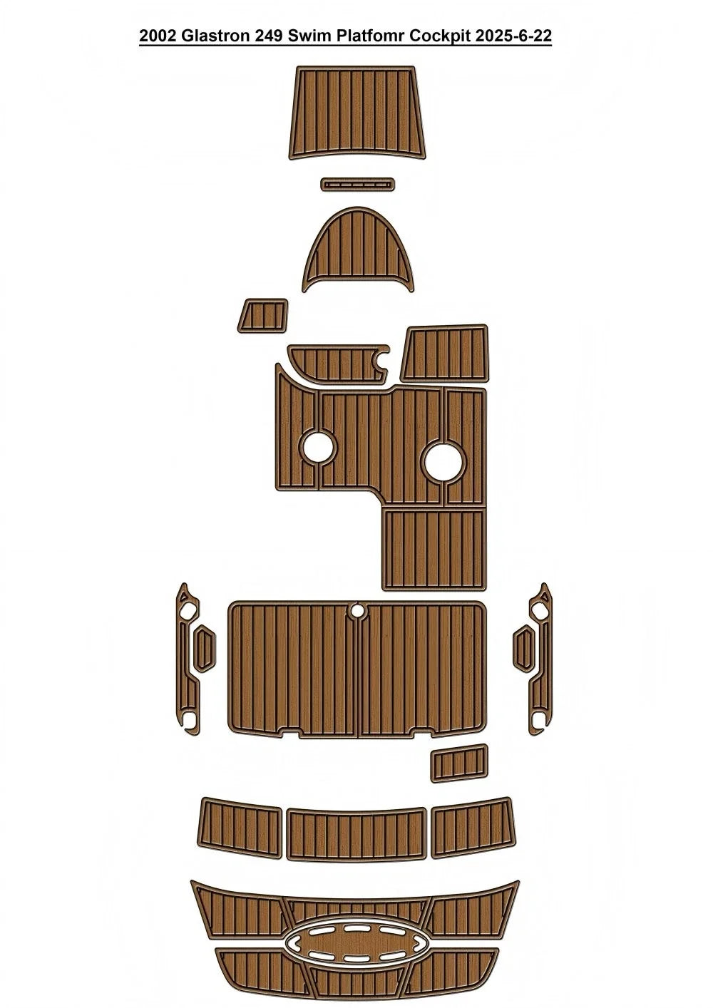 EVA Foam Teak Deck Flooring Mat for Glastron 249 (2002)