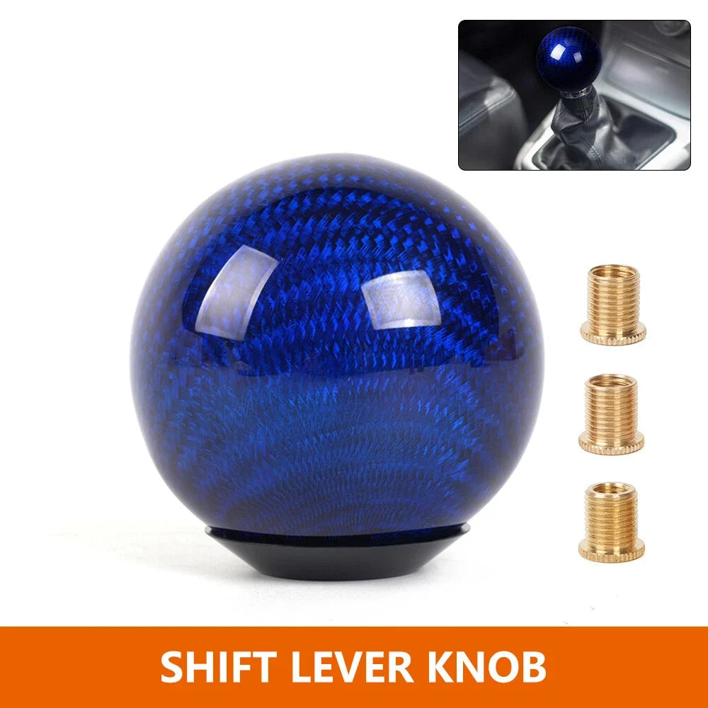 Round Ball Carbon Fiber Manual Gear Shift Knob - Universal Fit