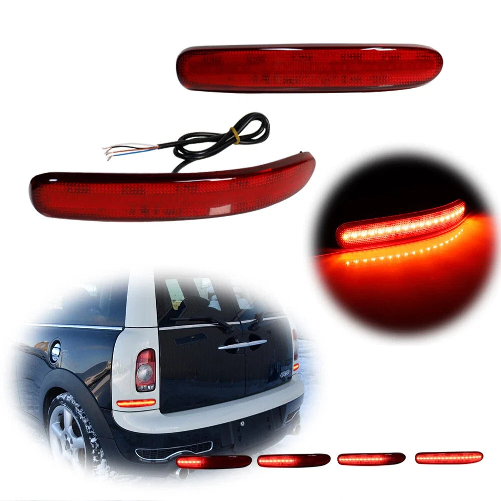 2X Red Lens LED Bumper Brake Tail Lights for Mini Cooper Clubman (2008–2014)