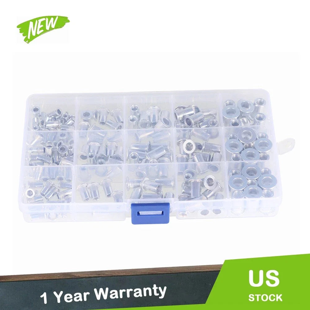 Aluminum Rivet Nut Kit - 150 Pieces for Standard Inch SAE