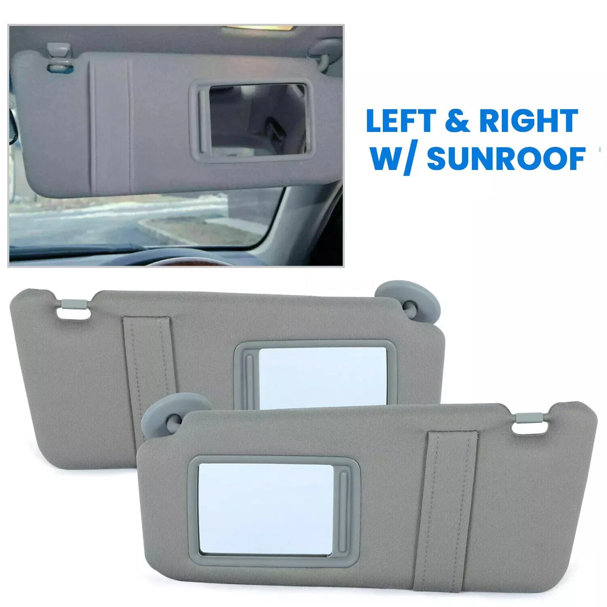 Left & Right Sun Visors for Toyota Camry (2007–2011) Gray with Sunroof
