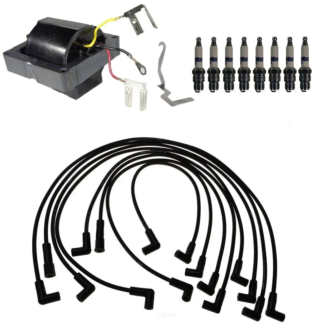 Ignition Wires & Spark Plugs Kit for Chevy C30, GMC K2500, Suburban
