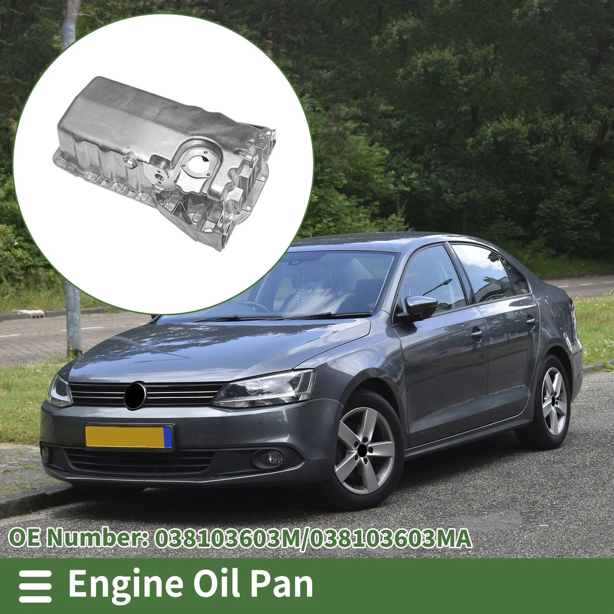1 Pc No.038103603M Engine Oil Pan for Volkswagen Jetta (2000–2003) Aluminum
