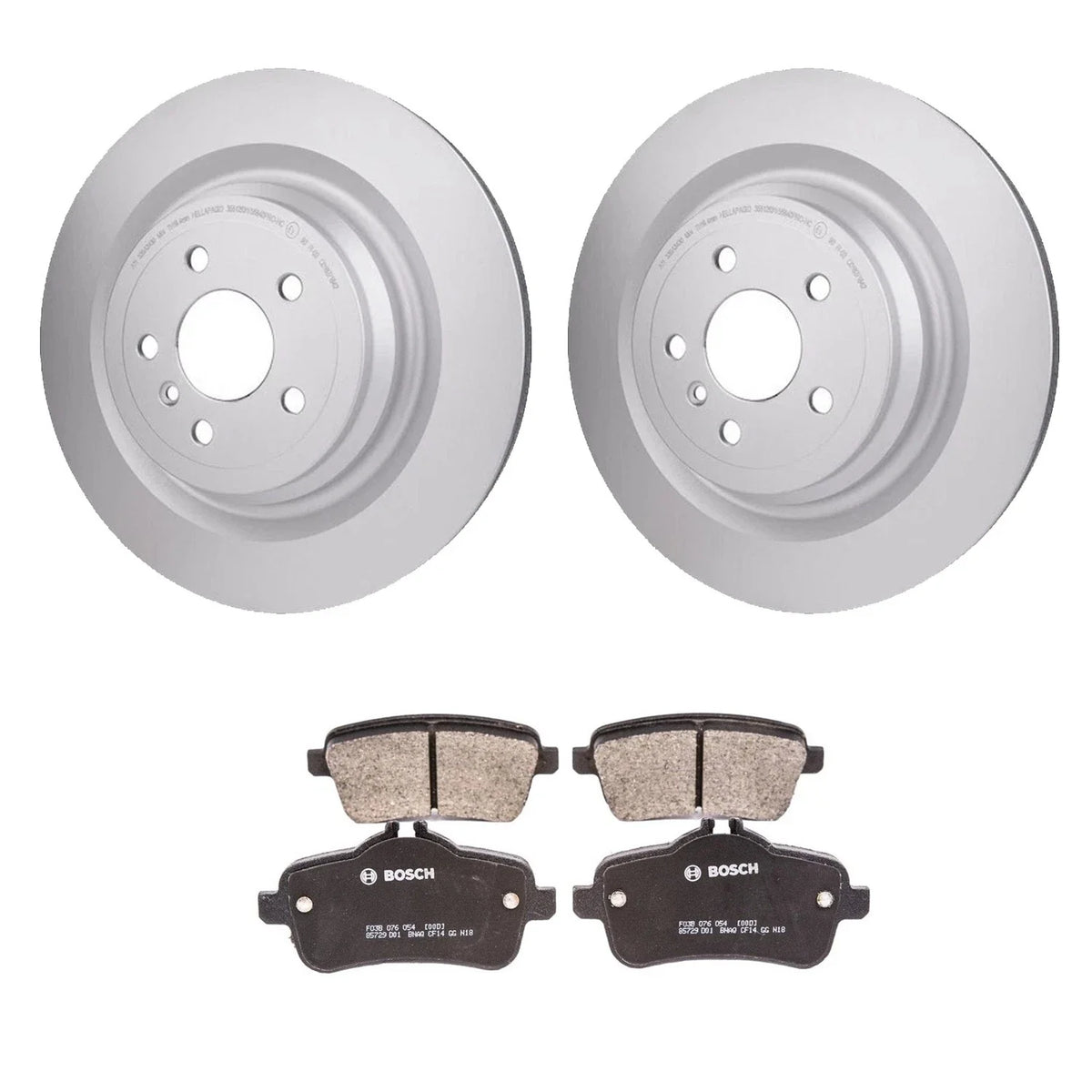Hella Rear Rotors & Bosch QuietCast Brake Pads Kit for X166 GLS550 (2017–2019)