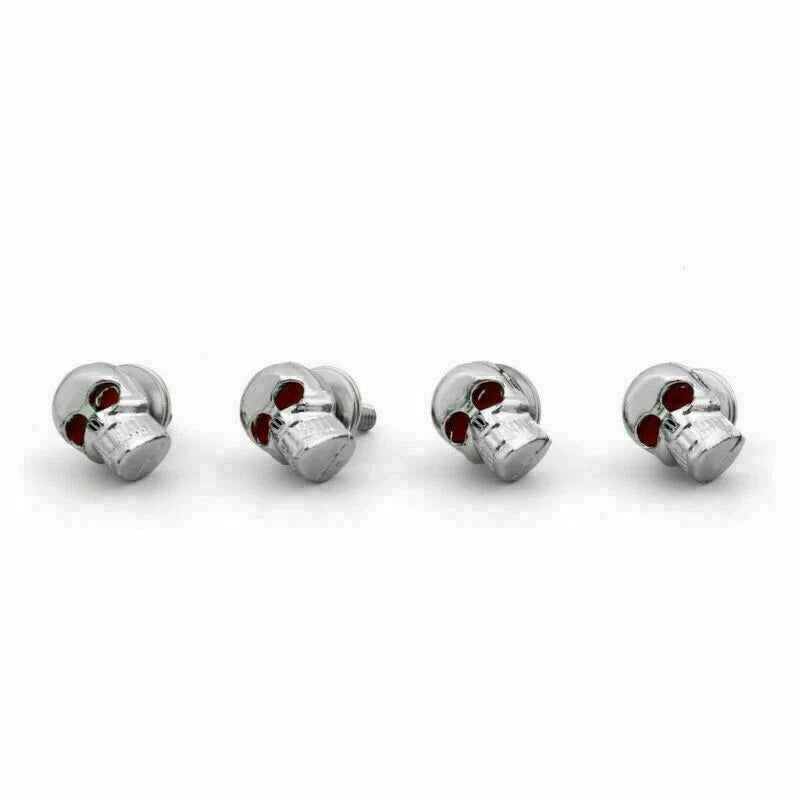 4-Pack T9 Chrome Skull License Plate Frame Screws for Motorcycles