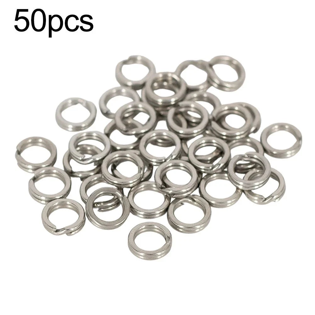 50pcs Stainless Steel Open Rings for Secure Lure Attachment (N/A)