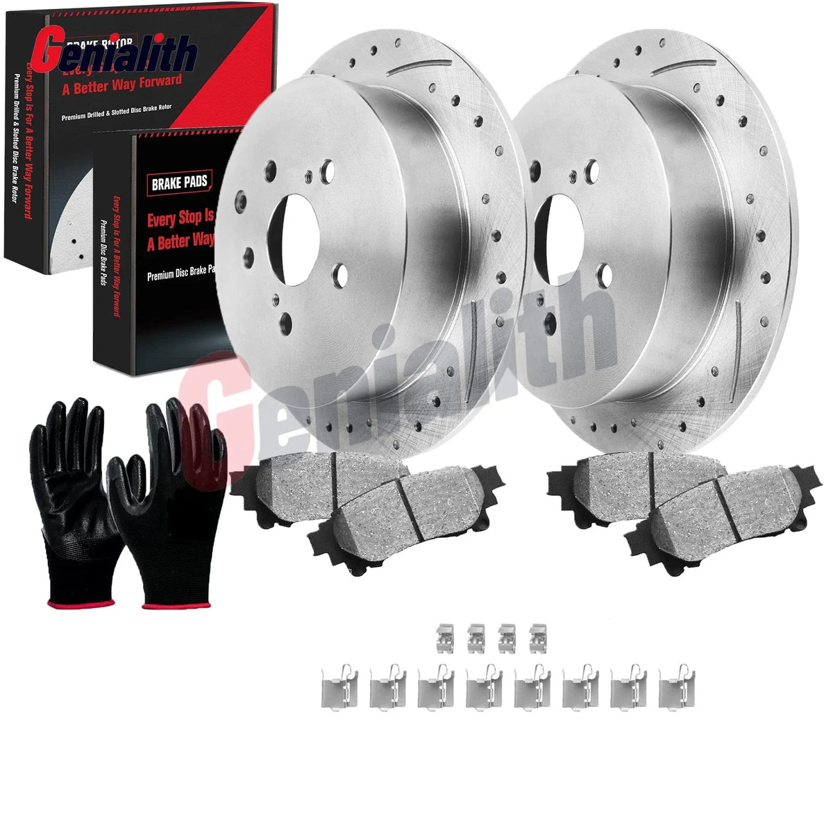 4-Piece Rear Brake Pads and Drilled Rotors Set for Lexus RX350 RX450h