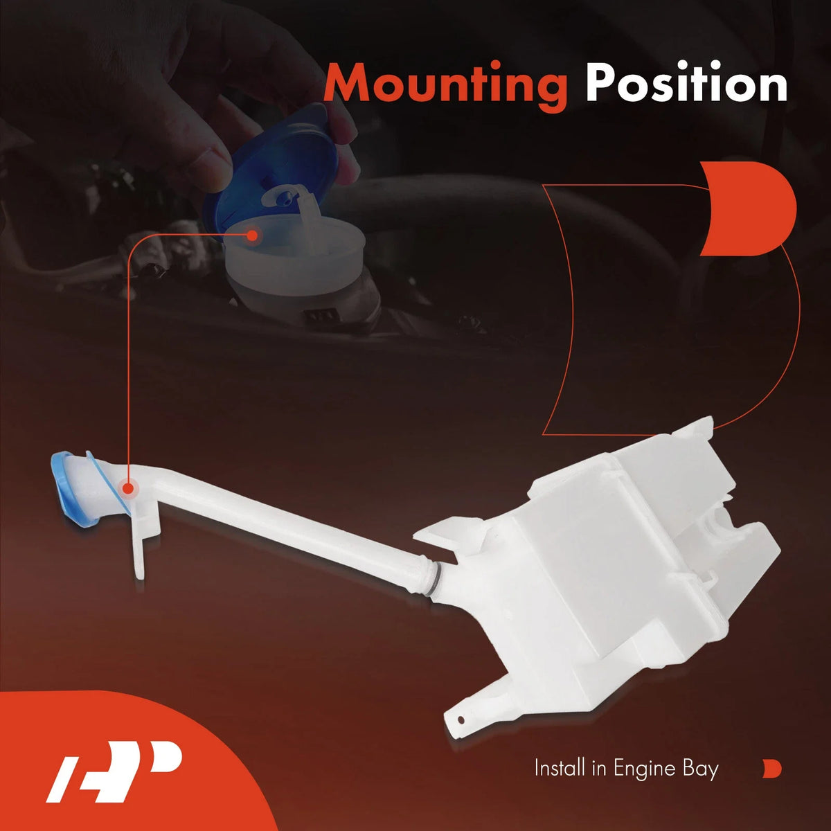 Windshield Washer Reservoir Assembly with Pump & Cap for Nissan Rogue 2014-2016