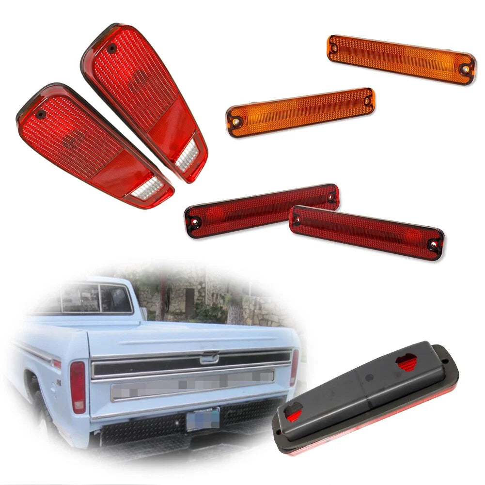 6 Piece Side Marker and Tail Light Housing Kit for Ford Bronco Econoline
