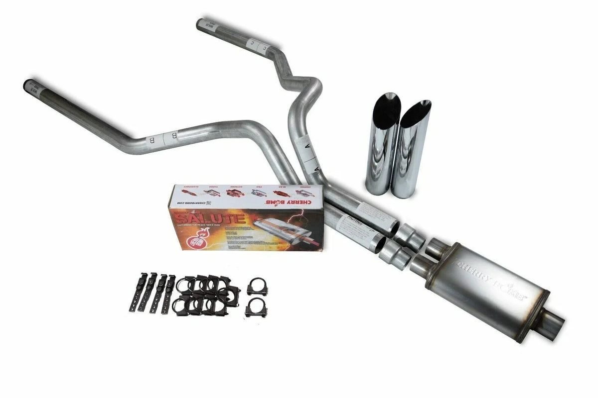 2015-2018 Chevy GMC 1500 Dual Exhaust Kit - Cherry Bomb Slash Tips